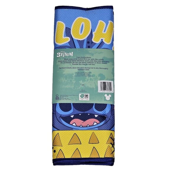 Disney Stitch 2 Pack Kitchen Dish Drying Mats 16" x 18" Pineapple Aloha New - Picture 3 of 5
